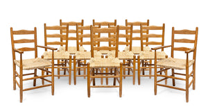 SOLD A quality set of ten French Provincial oak dining chairs
