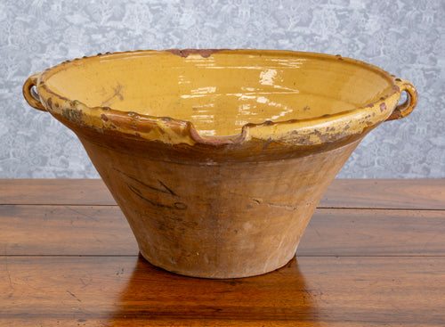 An impressive mustard glazed chestnut bowl, French Provincial 19th Century