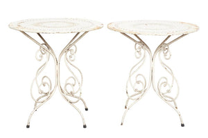 SOLD Two white painted metal outdoor tables French Circa 1950