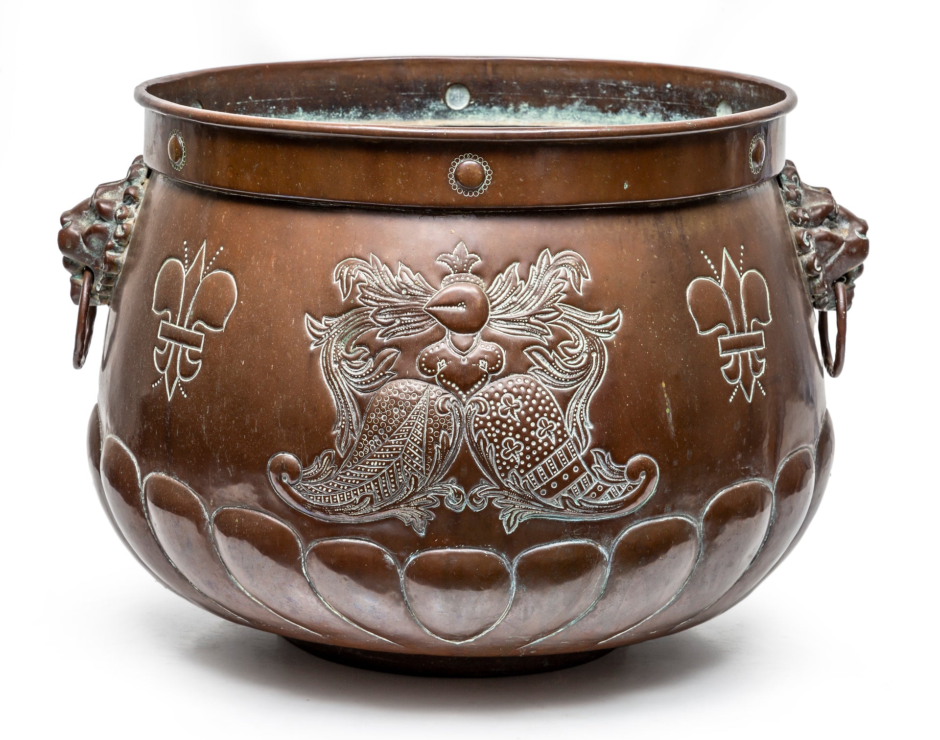 SOLD A grand embossed copper jardiniere, French 19th Century