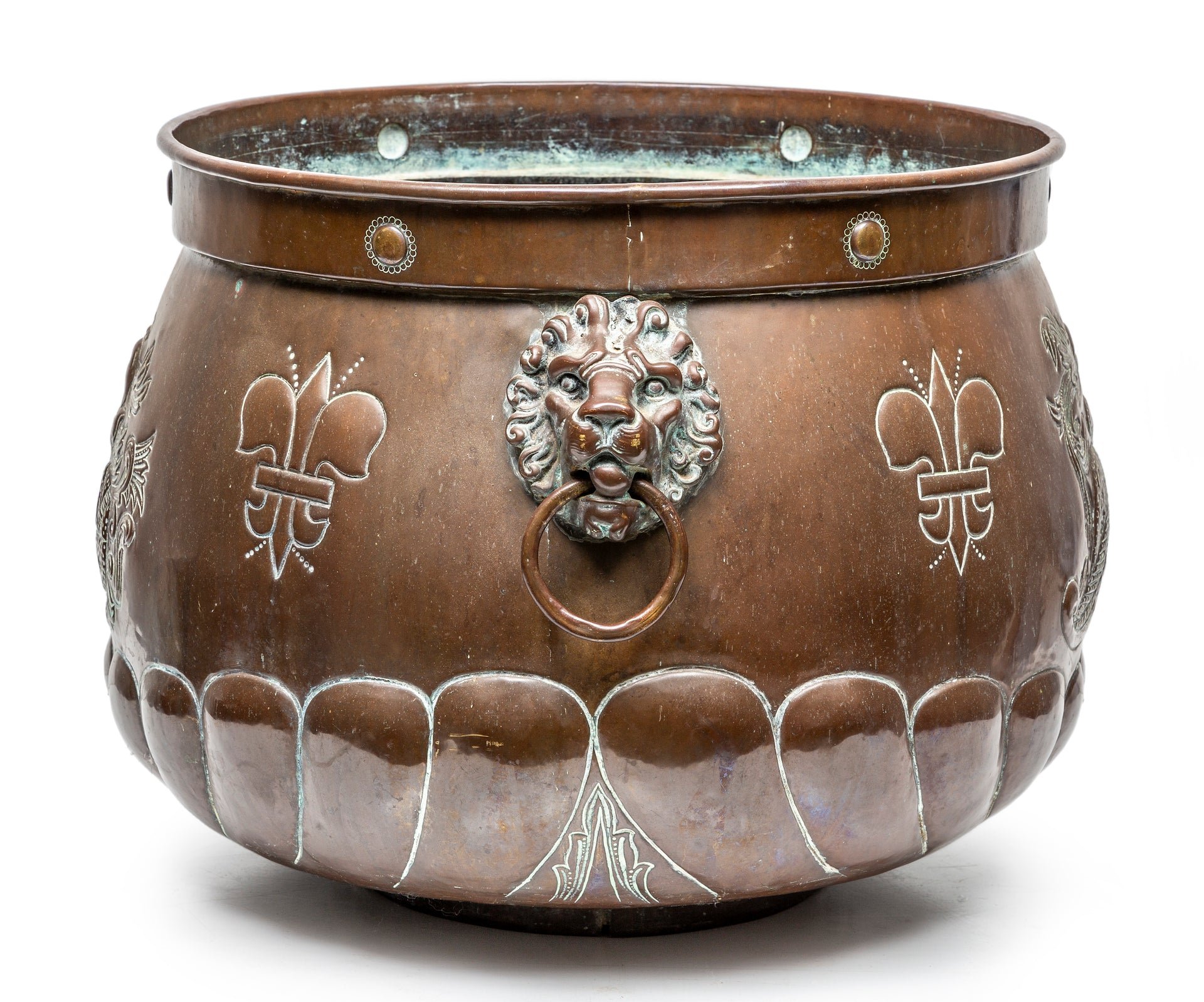 SOLD A grand embossed copper jardiniere, French 19th Century