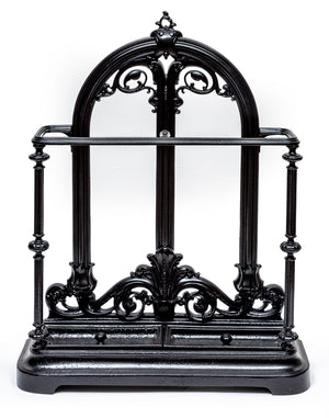 SOLD A grand matt black painted cast iron umbrella stand, French 19th Century