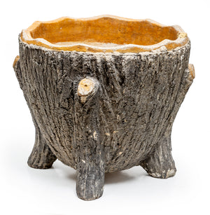 SOLD A faux-bois painted concrete planter, French Circa 1970