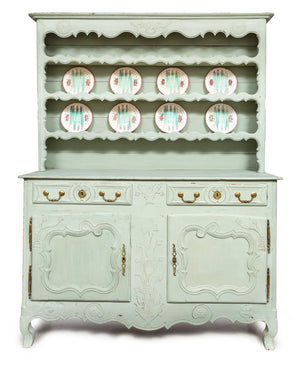 SOLD A decorative sage green painted oak Provincial kitchen dresser, French 18th Century