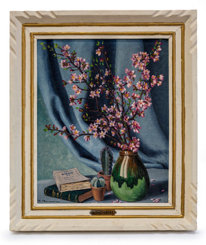 SOLD Raymond Goubert, Still Life with blossom and cactus French 20th Century