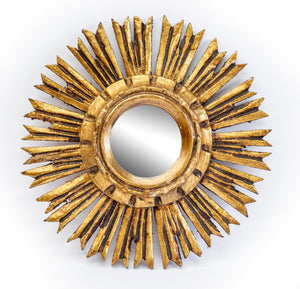 SOLD A miniature giltwood starburst wall mirror, French Circa 1940