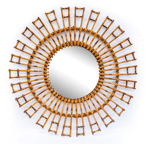 SOLD A stylish circular bamboo wall mirror, French Circa 1950