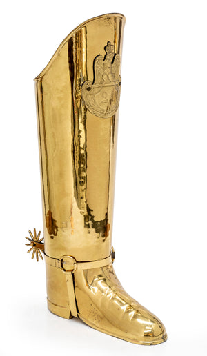 SOLD A large brass military boot umbrella stand, English Circa 1950