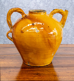 SOLD  A fabulous large mustard glazed terracotta oil ewer, French provincial 19th Century
