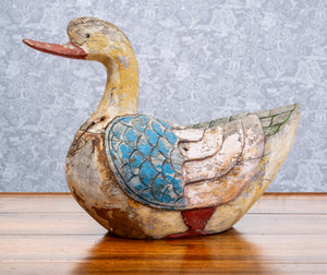 SOLD A lovely large polychrome painted and carved timber decorative duck, 19th Century