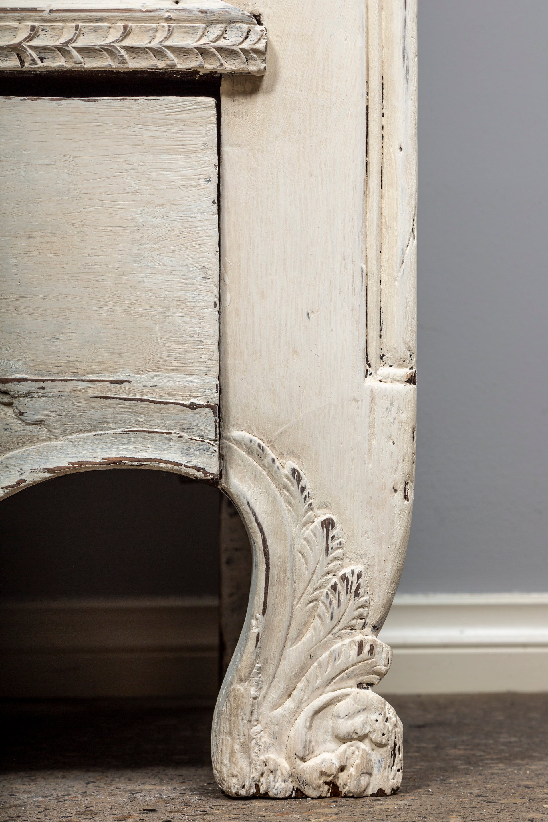 SOLD A beautifully carved white painted oak armoire of attractive proportions, French early 19th Century