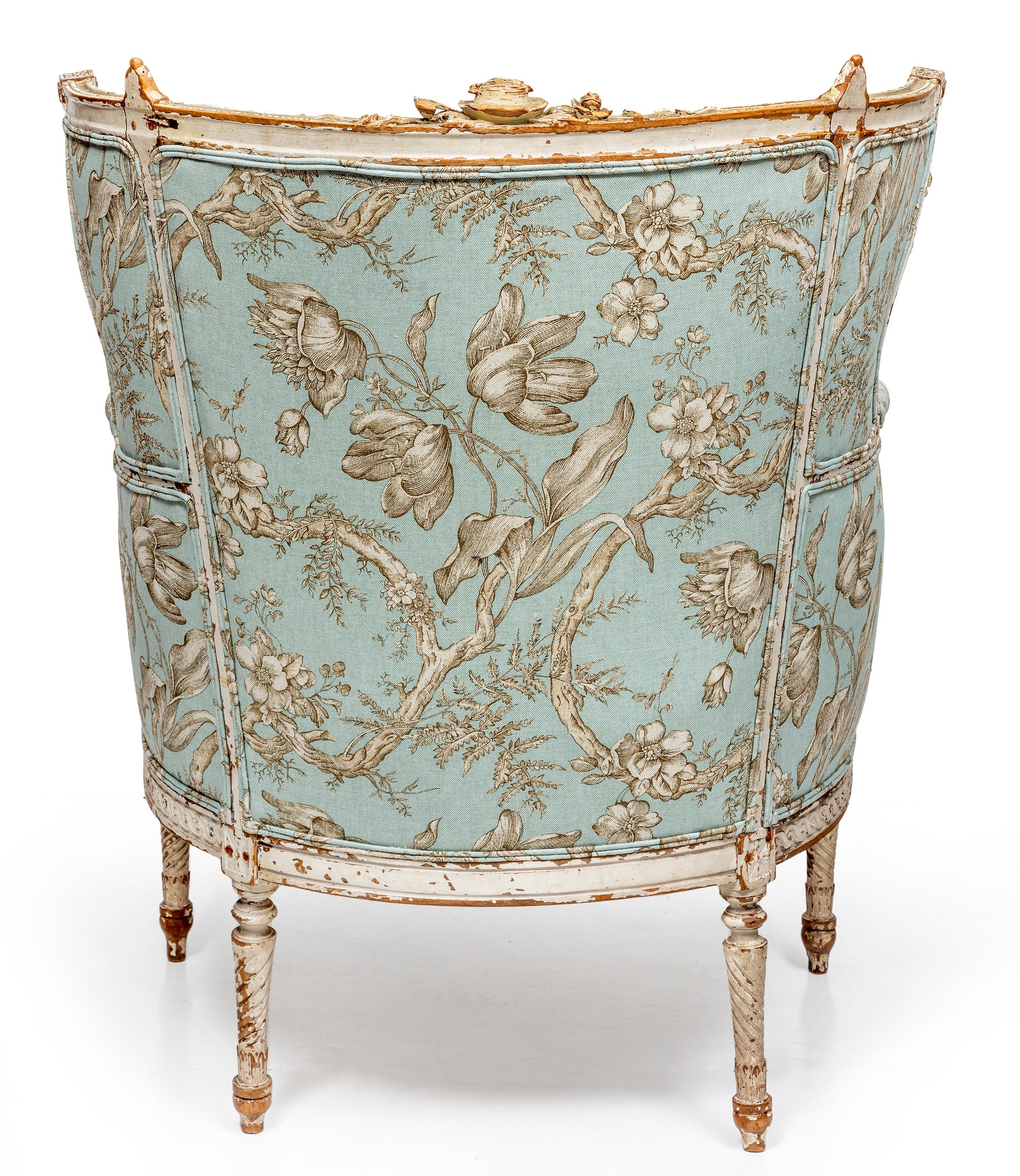SOLD A finely carved and rare painted fauteuil, French 18th Century