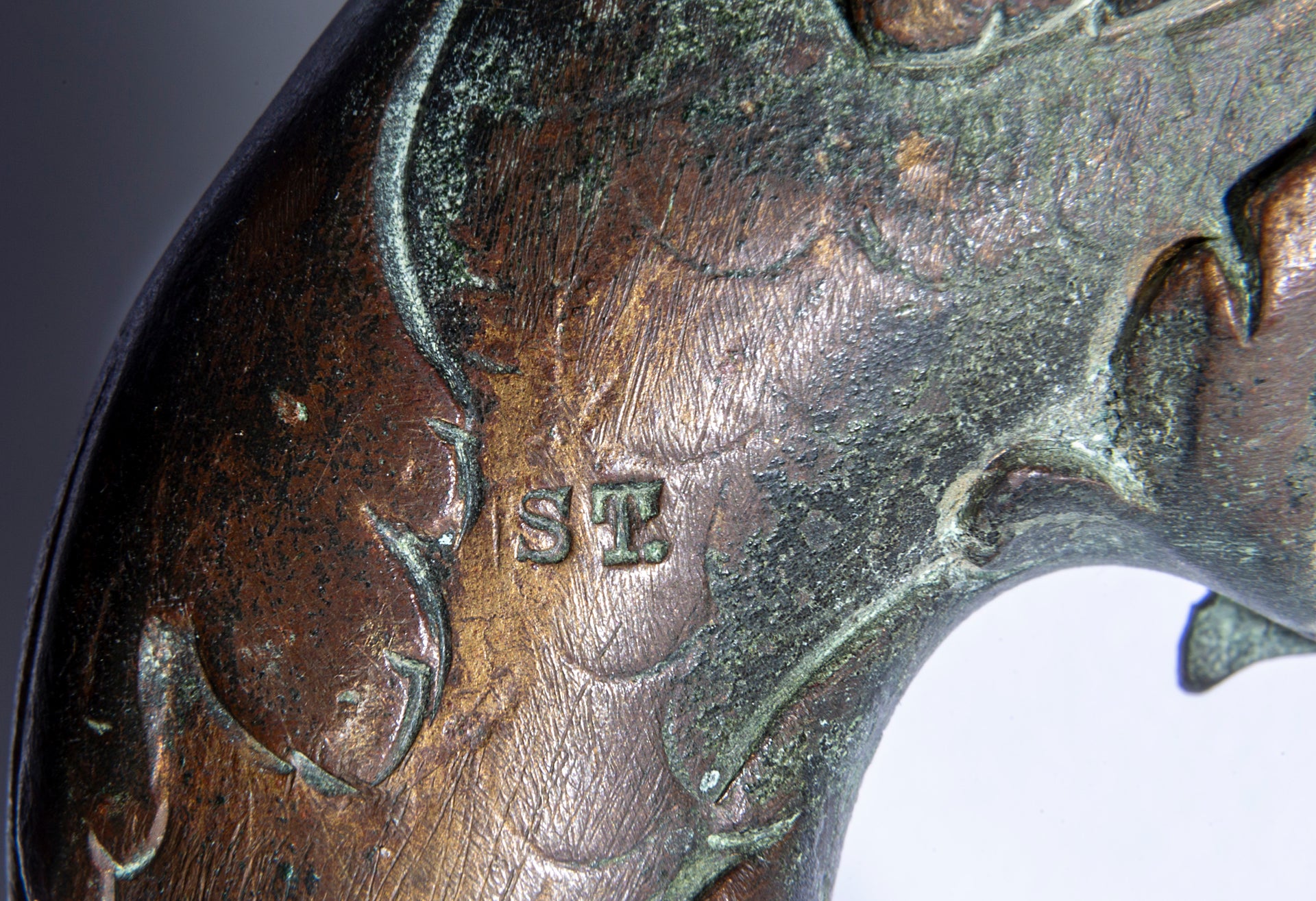 SOLD An exceptional pair of bronze door knockers, cast with the head of Neptune and twin dolphins French 19th Century