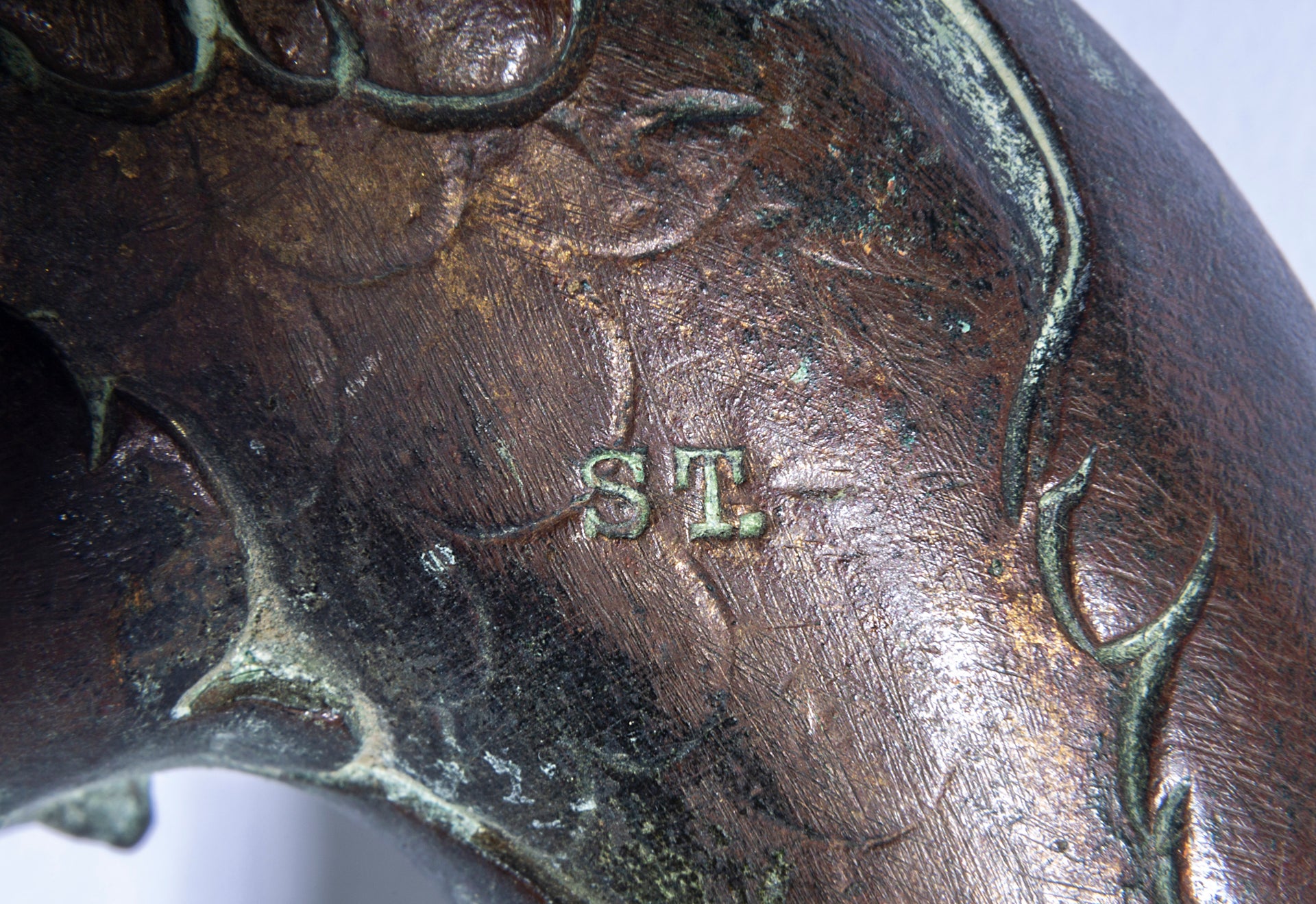 SOLD An exceptional pair of bronze door knockers, cast with the head of Neptune and twin dolphins French 19th Century