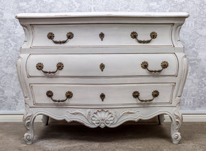SOLD A stylish serpentine fronted Paris-grey painted commode, French Circa 1950