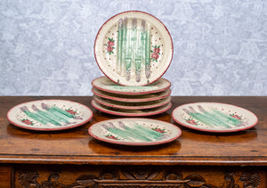 A very pretty set of eight faience asparagus plates by Longchamp, French Circa 1950
