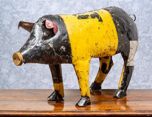 SOLD A contemporary French industrial metal pig sculpture