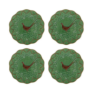 SOLD A set of four Pheasant snack plates by Bordallo Pinheiro