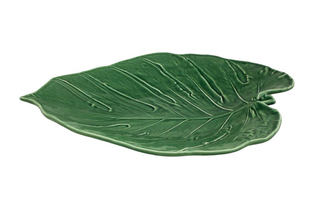 A monstera leaf platter by Bordallo Pinheiro, Portugal