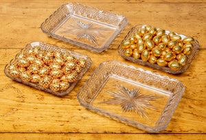 SOLD A pretty set of four moulded and cut glass confectioners trays, French Circa 1950
