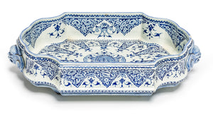 SOLD A pretty blue and white Gien faience oval serving dish, French 19th century