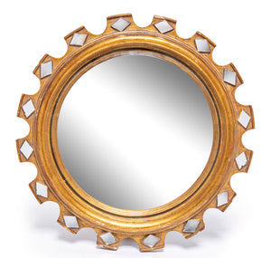 SOLD A pretty and unusual giltwood and glass convex wall mirror French Circa 1950