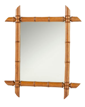 SOLD A petite timber faux bamboo carved wall mirror, French Circa 1900