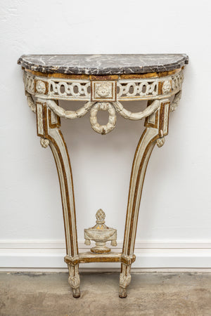 A beautiful giltwood and cream painted Louis XVI console table, French late 18th Century