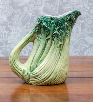 SOLD A fabulous vintage Majolica pitcher in the form of a bunch of Celery, Italian Circa 1950