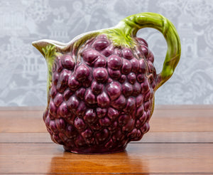 SOLD A vintage majolica pitcher in the shape of a bunch of grapes, French Circa 1950