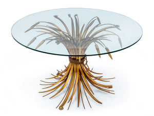 SOLD A very decorative gilt-metal wheatsheaf and glass top table, French circa 1950
