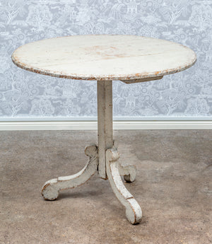 SOLD A rustic white and grey painted timber circular occasional table, French 19th century
