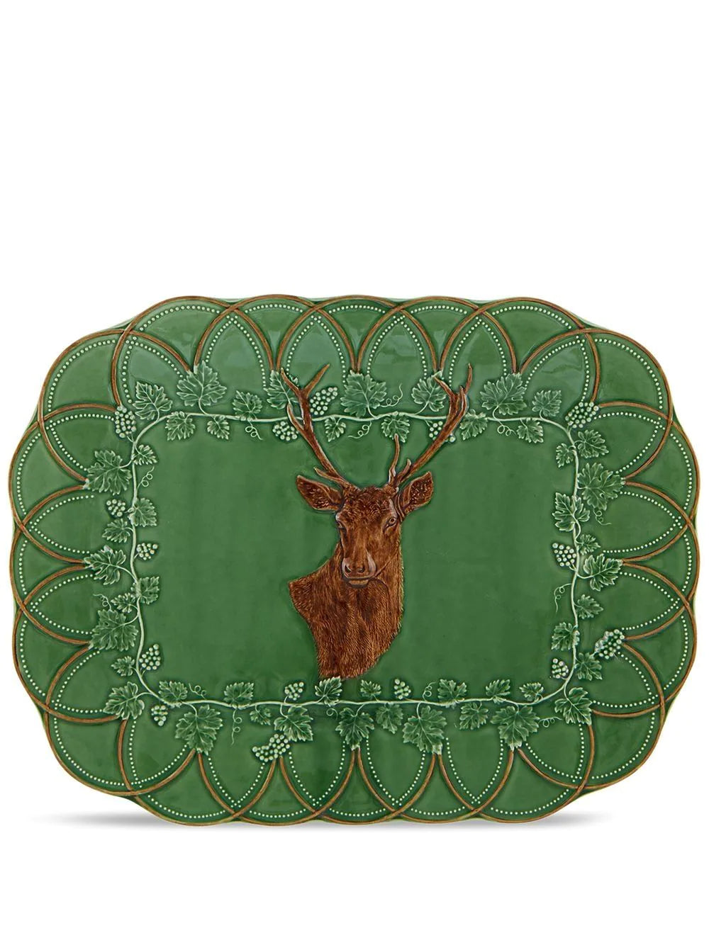 SOLD A large stag design earthernware platter by Bordallo Pinheiro, Portugal