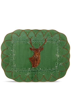SOLD A large stag design earthernware platter by Bordallo Pinheiro, Portugal