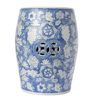 SOLD A pretty blue and white ceramic drum stool, Chinese Circa 1920