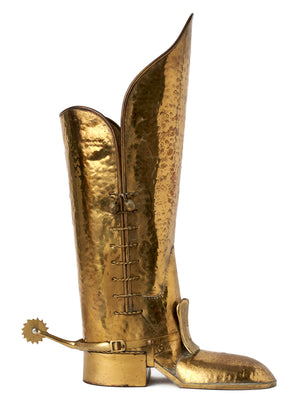 SOLD A fabulous brass umbrella stand in the form of a military boot, French Circa 1950