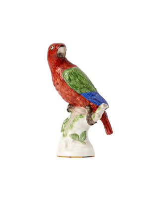 SOLD A fine quality hand-painted porcelain red-breasted parrot, Continental circa 1920