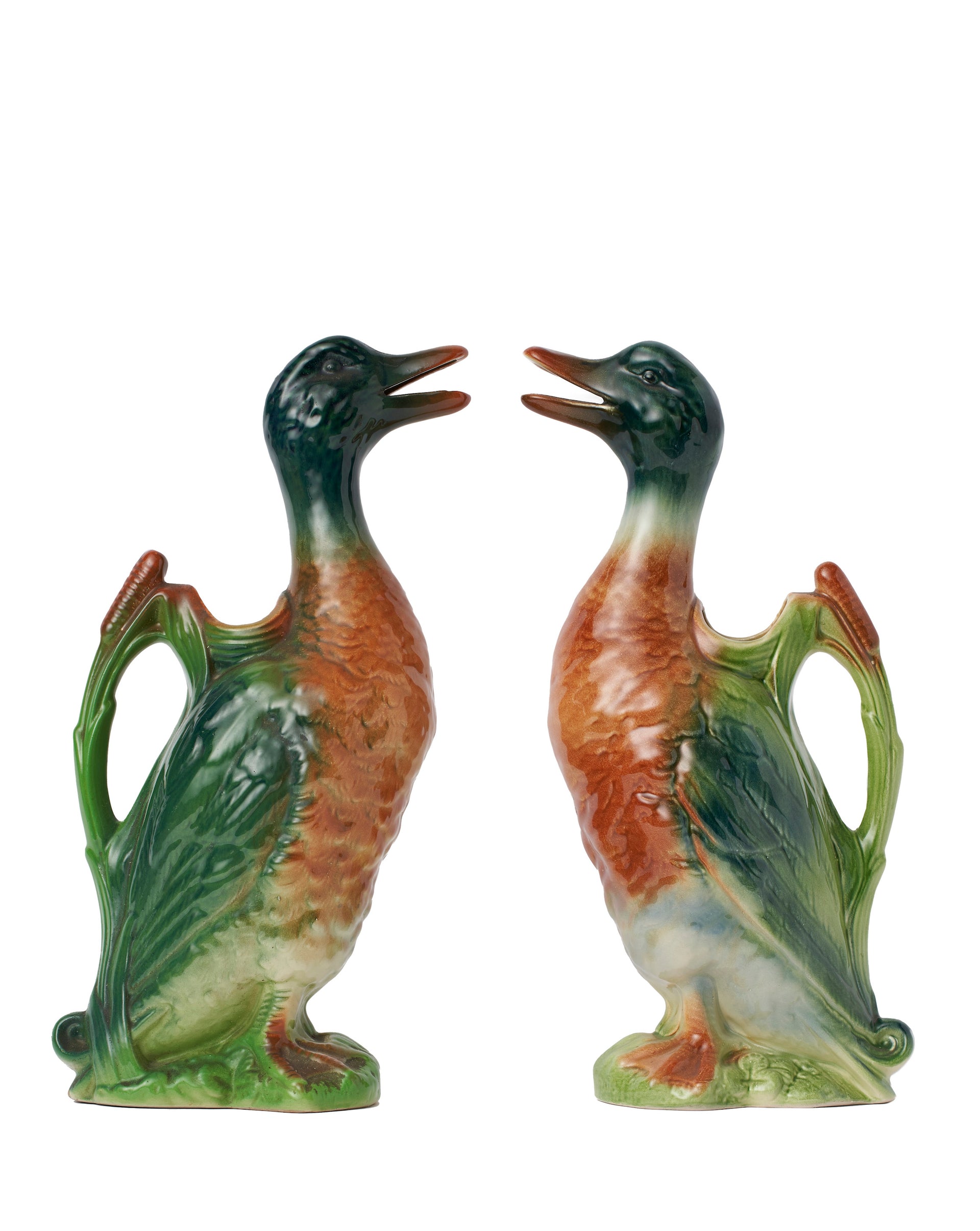 SOLD A matched pair of duck form faience pitchers, French Circa 1930