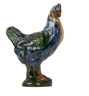 SOLD An appealing vintage Italian polychrome glazed terracotta hen