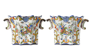 SOLD A pair of earthernware jardinieres decorated in a Cornucopia design, French 19th Century