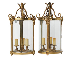 SOLD A very pretty pair of circular gilt bronze lanterns, French Circa 1940