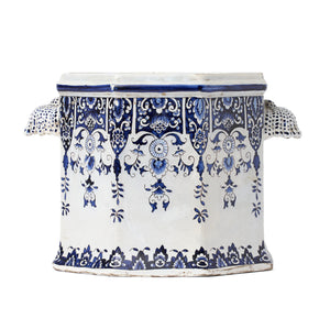 SOLD A very pretty twin handled blue and white Delft jardiniere, Dutch early 19th Century