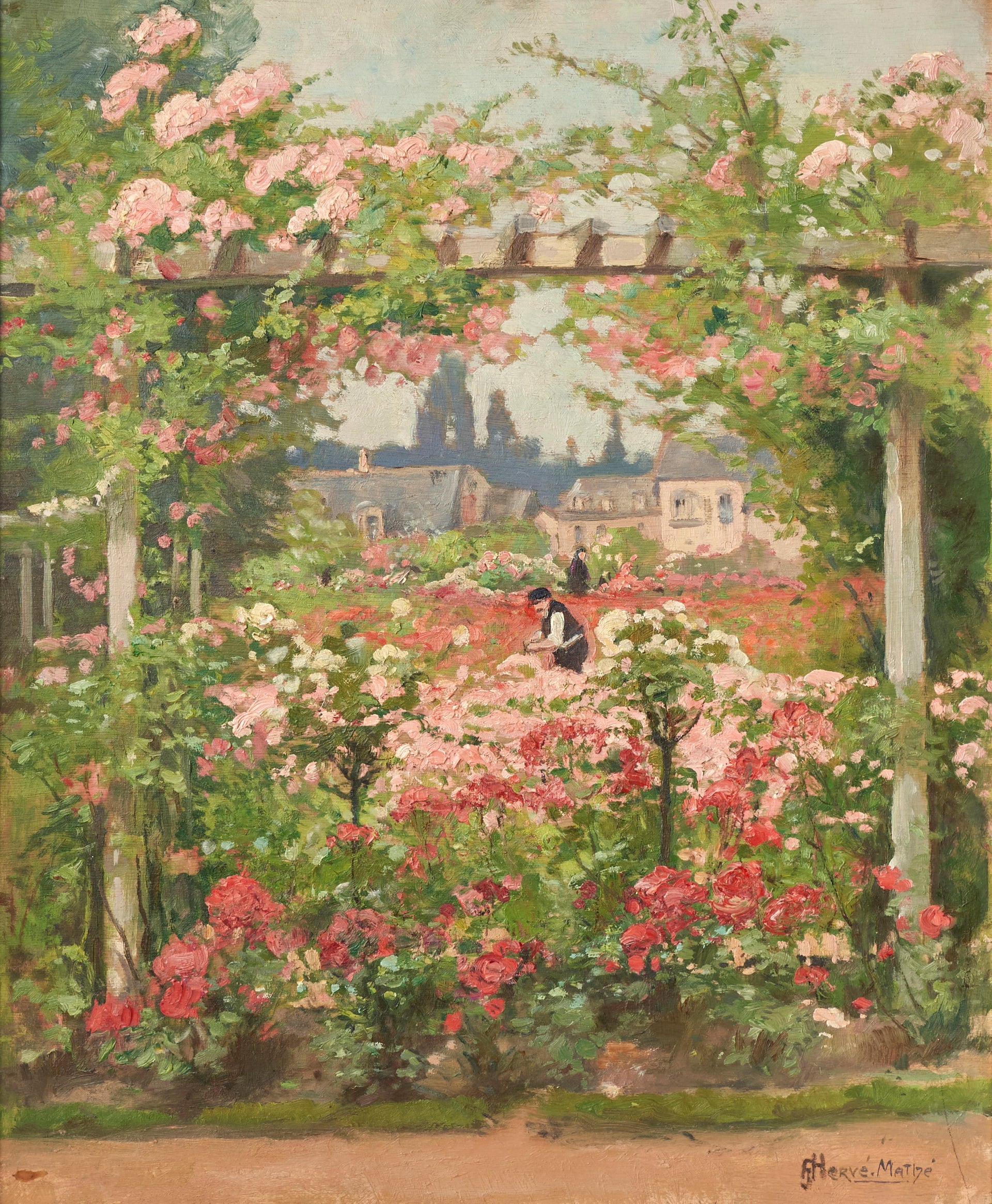 SOLD Jules Alfred Herve-Mathe (1868-1953) La Roseraie, Jardin des Plantes, Le Mans, circa 1938