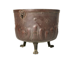 SOLD A magnificent embossed oversized copper cauldron, French 18th/19th Century