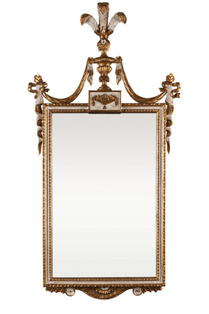 SOLD A very decorative giltwood and cream painted wall mirror with plume detailing, Italian first half of the 19th Century