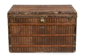 SOLD A large and rare steamer travel trunk, in striped canvas by Louis Vuitton, Paris. French Circa 1890