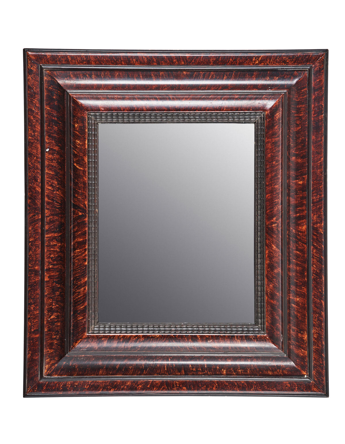 SOLD A very decorative faux-tortoiseshell painted mirror, Flemish 19th Century