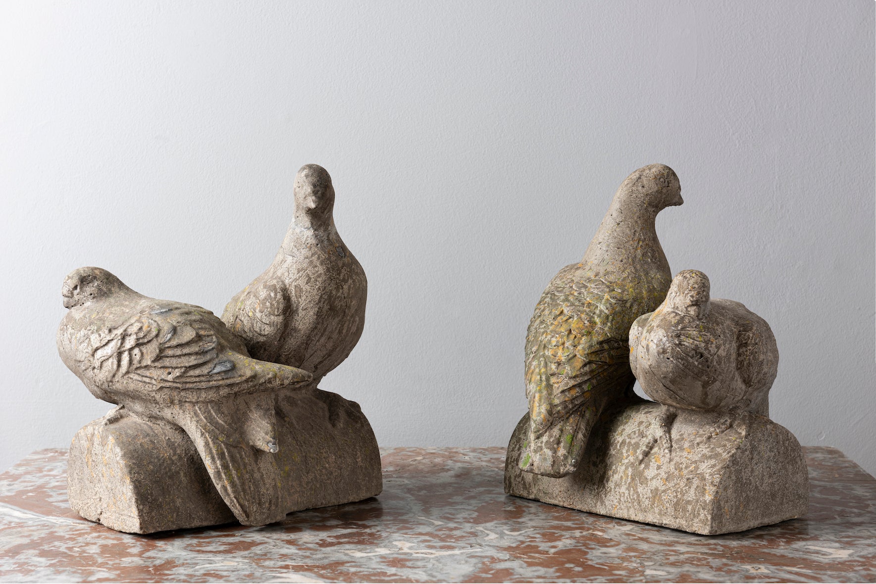SOLD A garden sculpture in the form of two doves roosting