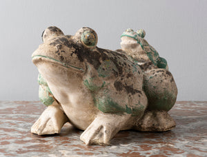 SOLD A decorative and charming painted ceramic garden frog