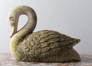SOLD An appealing carved limestone swan sculpture, Italian Circa 1900